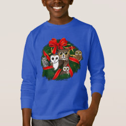 Birdorable Owls Christmas Wreath Kids' Basic Long Sleeve T-Shirt
