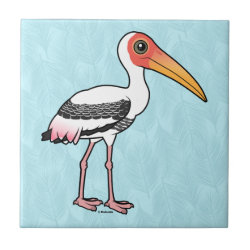 Painted Stork Small Ceremic Tile (4.25