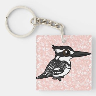Pied Kingfisher Square Keychain (double-sided)