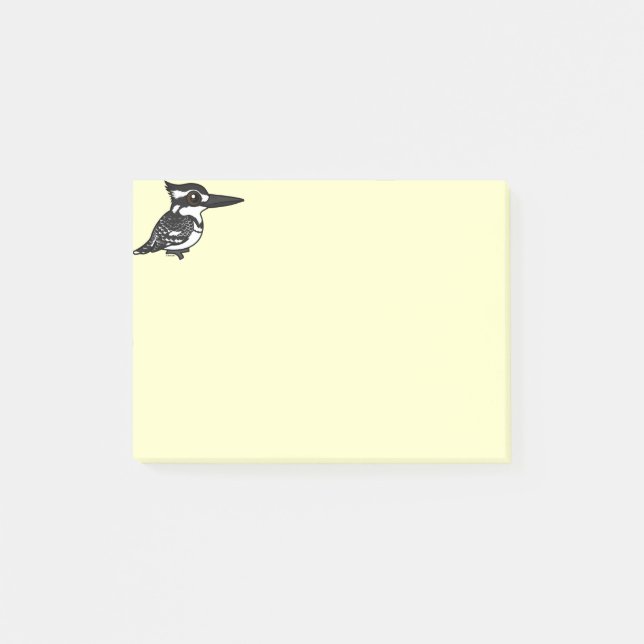 Birdorable Pied Kingfisher Post-it Notes (Front)