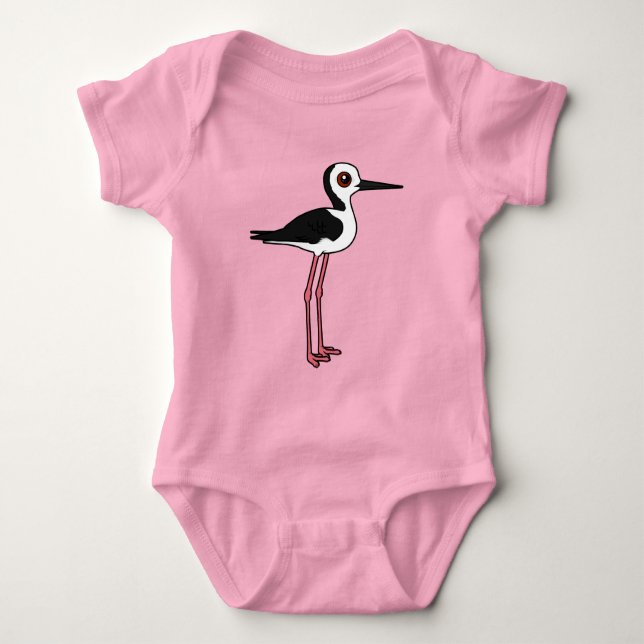 Birdorable Pied Stilt Baby Bodysuit (Front)