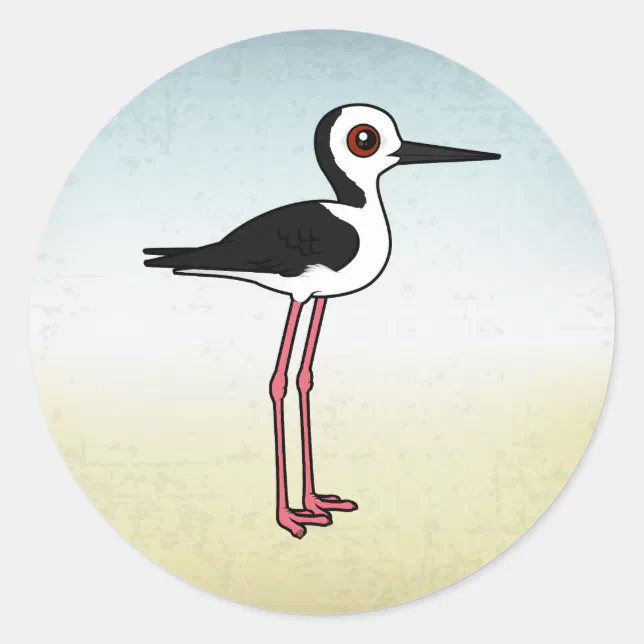 Birdorable Pied Stilt Classic Round Sticker | Zazzle