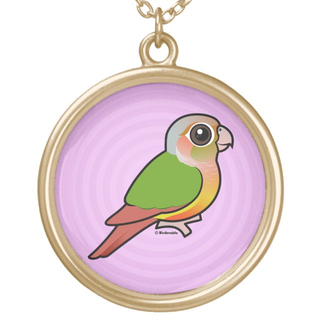 Birdorable Pineapple Green-cheeked Conure Gold Plated Necklace (Front)