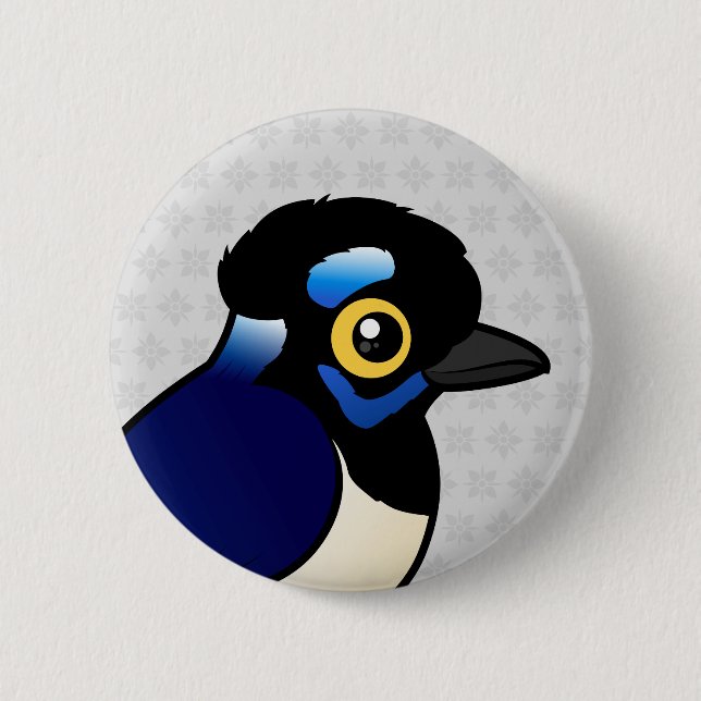 Birdorable Plush-crested Jay Button (Front)