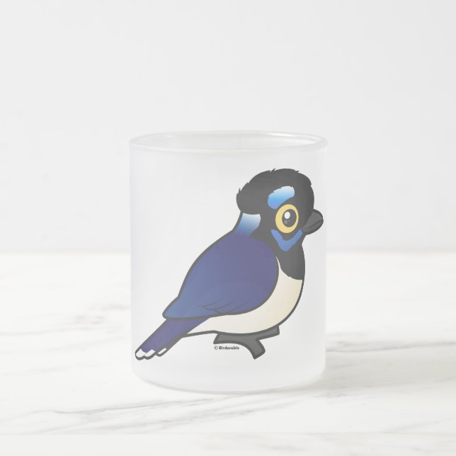 Birdorable Plush-crested Jay Frosted Glass Coffee Mug (Center)
