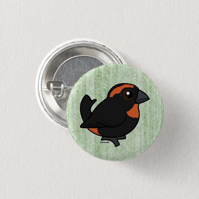 Birdorable Puerto Rican Bullfinch Cartoon Bird Button (Front & Back)