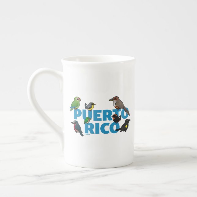 Birdorable Puerto Rico feat. Endemic Birds Bone China Mug (Left)