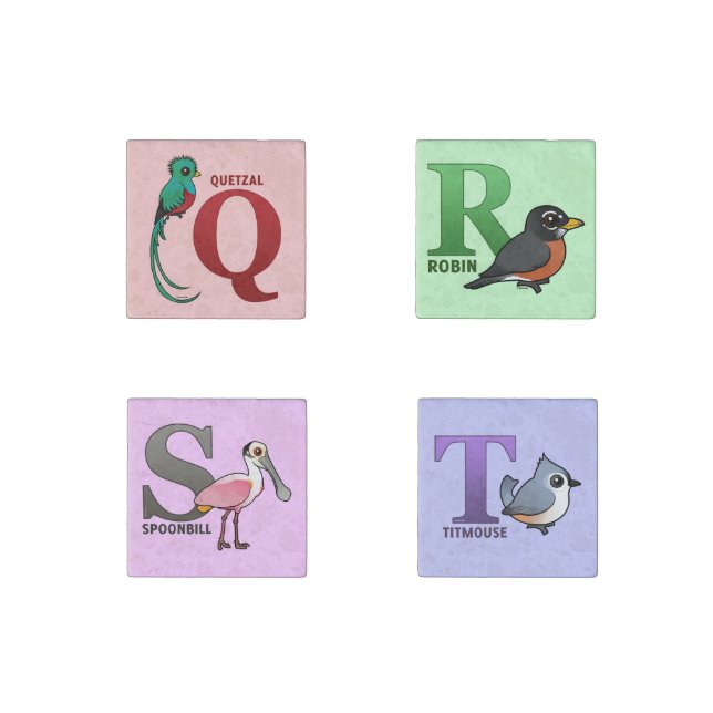 Birdorable Q-R-S-T Stone Magnet (Front)