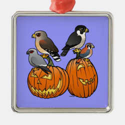 Birdorable Raptors on Pumpkins Premium Square Ornament