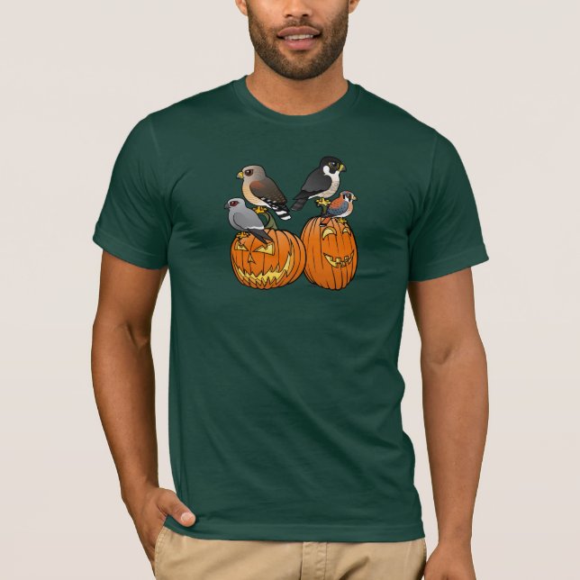 Birdorable Raptors on Pumpkins T-Shirt (Front)