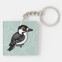 Birdorable Red-cockaded Woodpecker Square Keychain (double-sided)