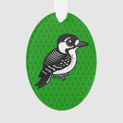Birdorable Red-cockaded Woodpecker Oval Acrylic Ornament
