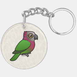 Red-fan or Hawk-headed Parrot Circle Keychain (double-sided)