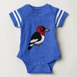 Red-headed Woodpecker Baby Football Bodysuit