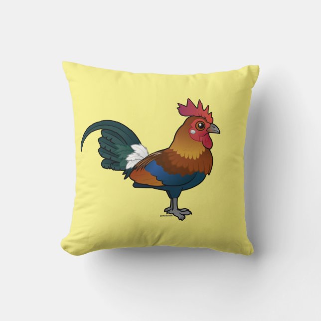 Birdorable Red Junglefowl Throw Pillow (Front)