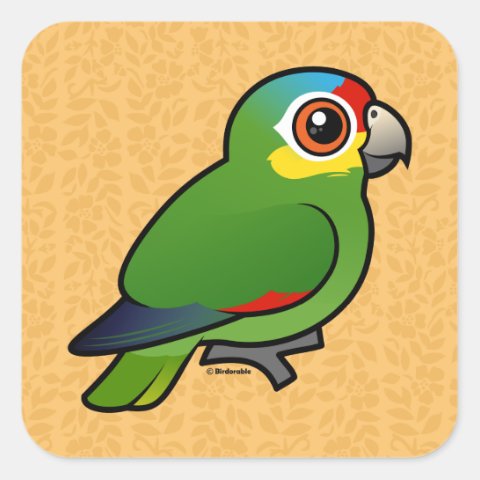 Cute Birdorable Red-lored Parrot Square Sticker