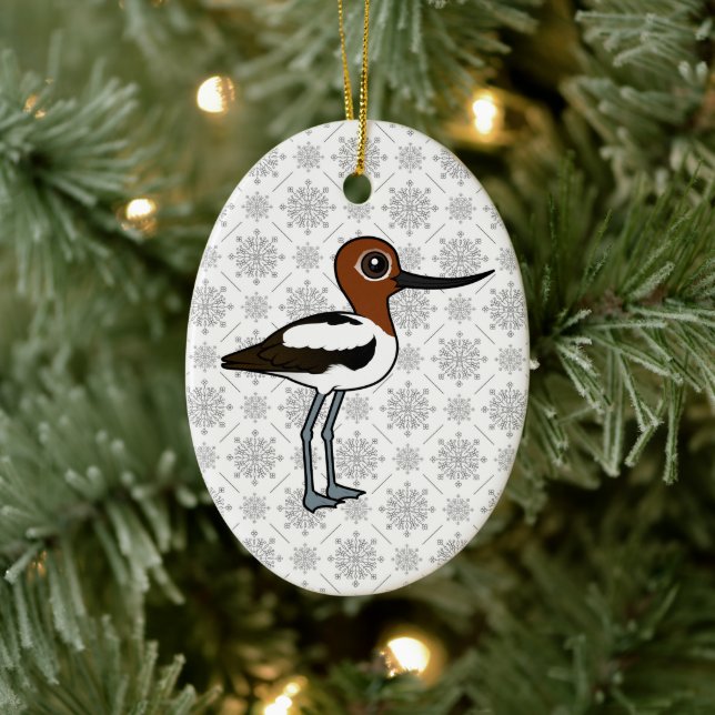 Birdorable Red-necked Avocet Cute Cartoon Bird Ceramic Ornament (Tree)