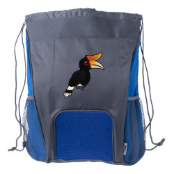 Rhinoceros Hornbill Drawstring Backpack with Bottle Holders