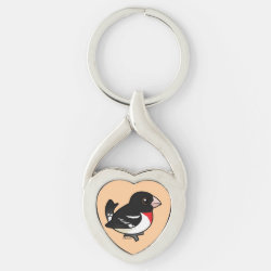 Birdorable Rose-breasted Grosbeak Twisted Heart Keychain