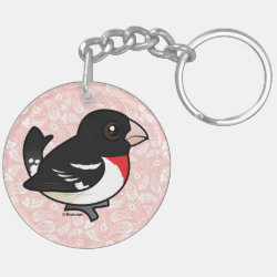 Birdorable Rose-breasted Grosbeak Circle Keychain (double-sided)