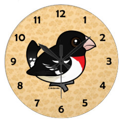 Birdorable Rose-breasted Grosbeak Large Round Wall Clock