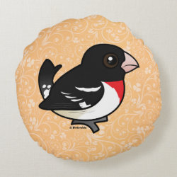 Birdorable Rose-breasted Grosbeak Round Throw Pillow (16