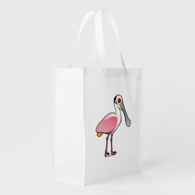 Birdorable Roseate Spoonbill Reusable Grocery Bag (Back Side)