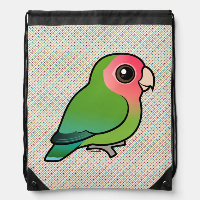 Birdorable Rosy-faced Lovebird Drawstring Bag (Front)
