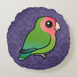 Birdorable Rosy-faced Lovebird Round Throw Pillow (16