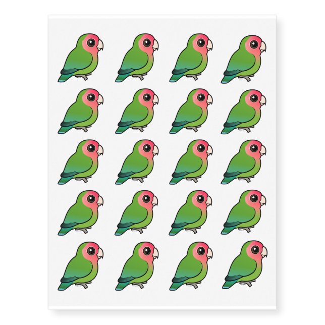 Birdorable Rosy-faced Lovebird Temporary Tattoos (Front)