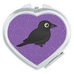 Rusty Blackbird Heart-shaped Compact Mirror