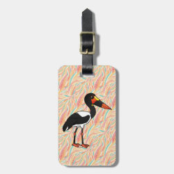 Saddle-billed Stork Small Luggage Tag with leather strap