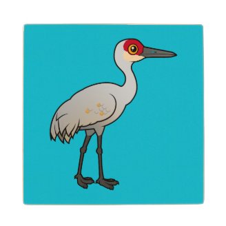 Birdorable Sandhill Crane 4 Inch Wooden Coaster