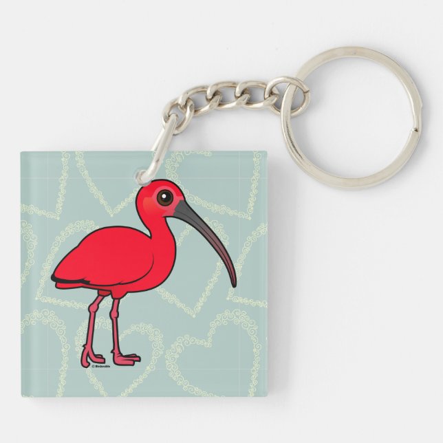 Birdorable Scarlet Ibis Keychain (Back)