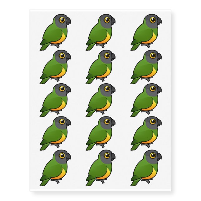 Birdorable Senegal Parrot Temporary Tattoos (Front)