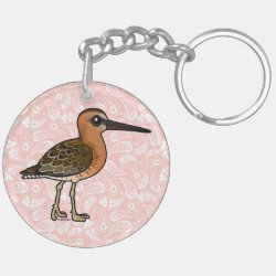Short-billed Dowitcher Circle Keychain (double-sided)