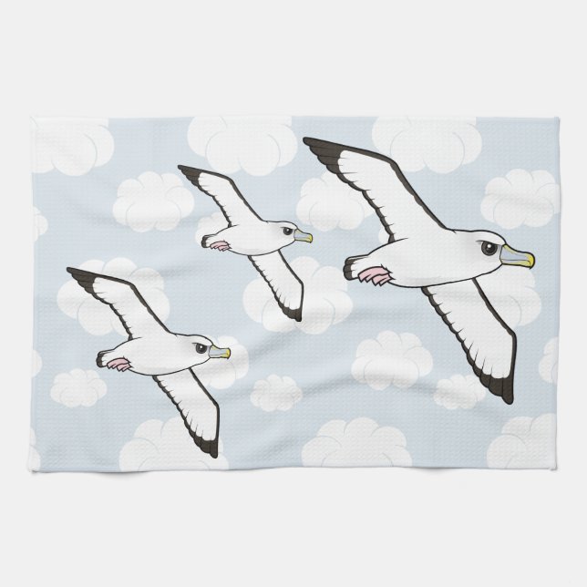 Birdorable Shy Albatross in flight Towel (Horizontal)
