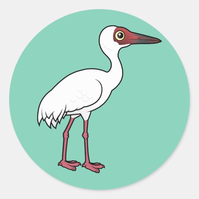 Birdorable Siberian Crane Classic Round Sticker (Front)