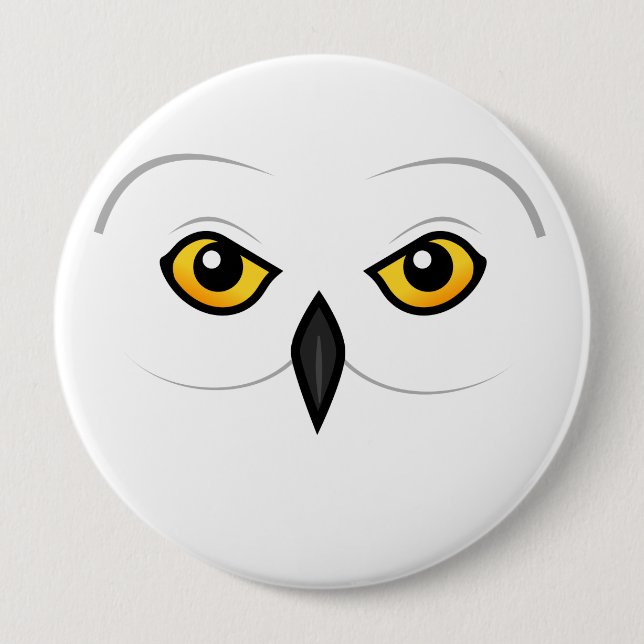 Birdorable Snowy Owl Face Pinback Button (Front)