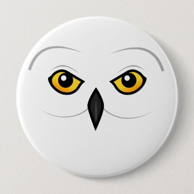 Birdorable Snowy Owl Face Pinback Button