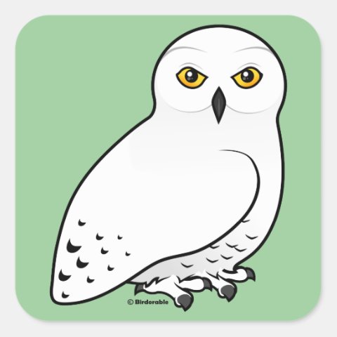 Birdorable Snowy Owl Square Sticker | Cute Bird Gifts