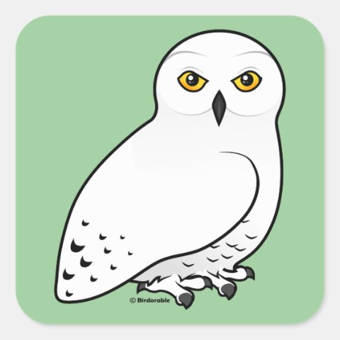 Birdorable Snowy Owl Square Sticker | Cute Bird Gifts