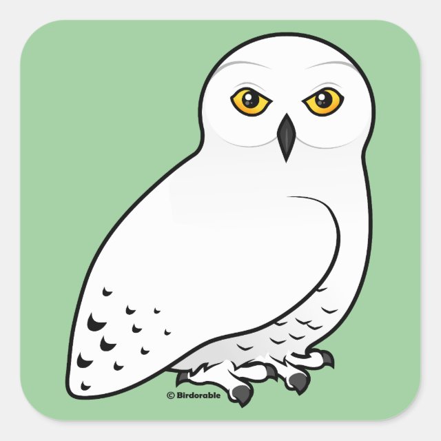 Birdorable Snowy Owl Square Sticker | Cute Bird Gifts