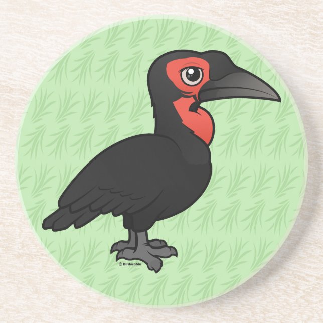 Birdorable Southern Ground Hornbill Drink Coaster (Front)