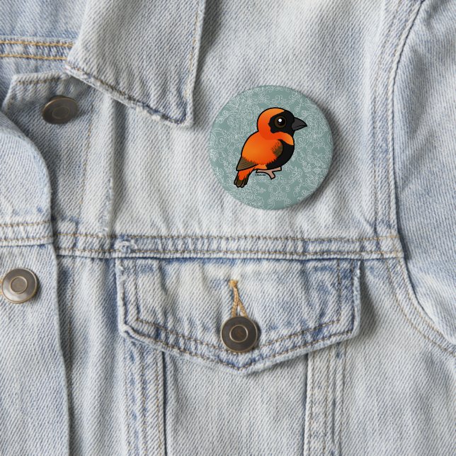 Birdorable Southern Red Bishop Button (In Situ)