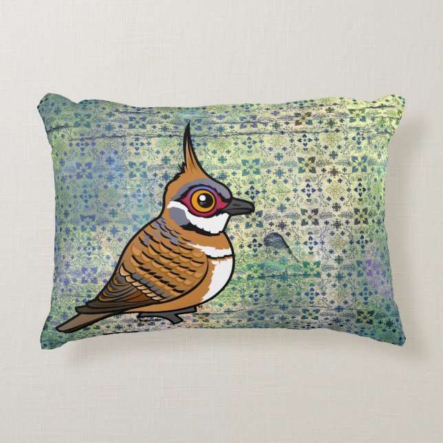 Birdorable Spinifex Pigeon Cartoon Bird Accent Pillow (Front)