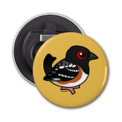 Spotted Towhee Button Bottle Opener