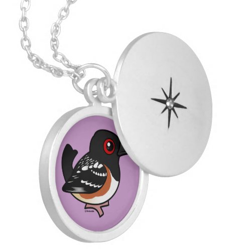 Birdorable Spotted Towhee Silver Plated Necklace