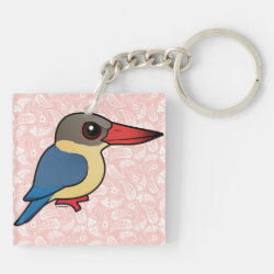 Stork-billed Kingfisher Square Keychain (double-sided)