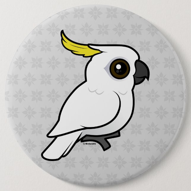 Birdorable Sulphur-crested Cockatoo Pinback Button (Front)